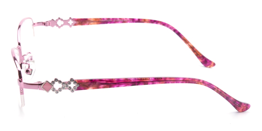 Carol Pink Oval Metal Eyeglasses