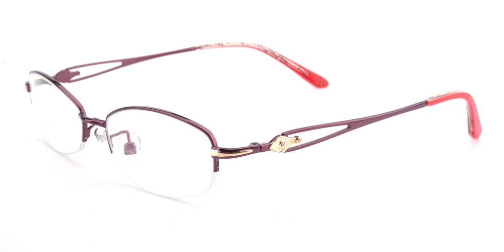 Diana Purple Oval Metal Eyeglasses