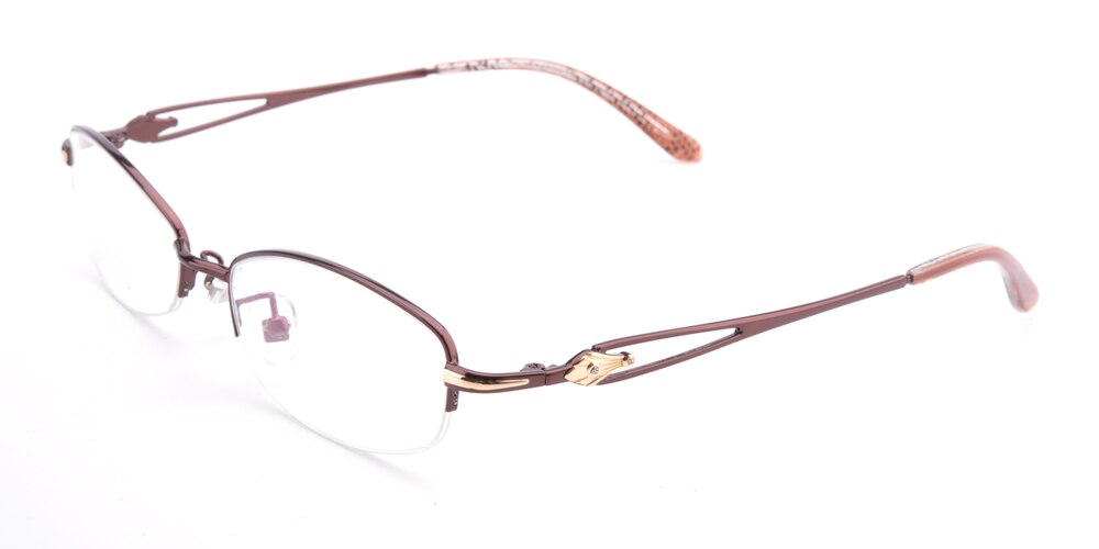 Diana Brown Oval Metal Eyeglasses