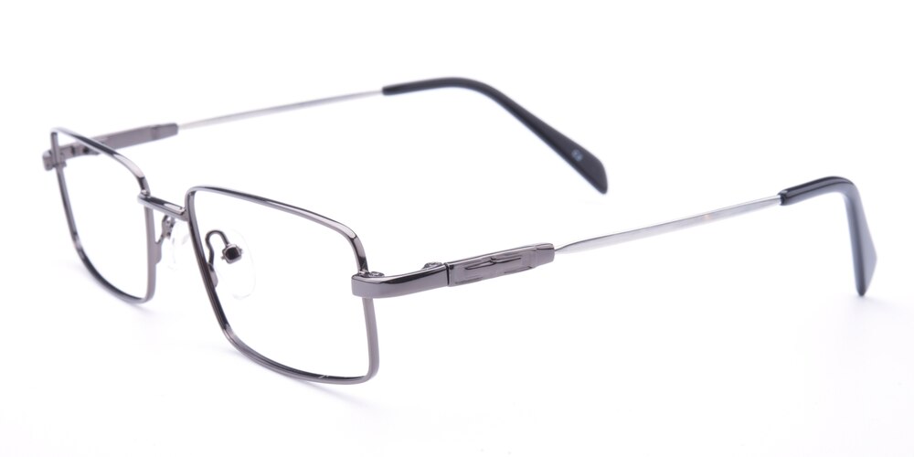 Geoff Gunmetal Rectangle Metal Eyeglasses