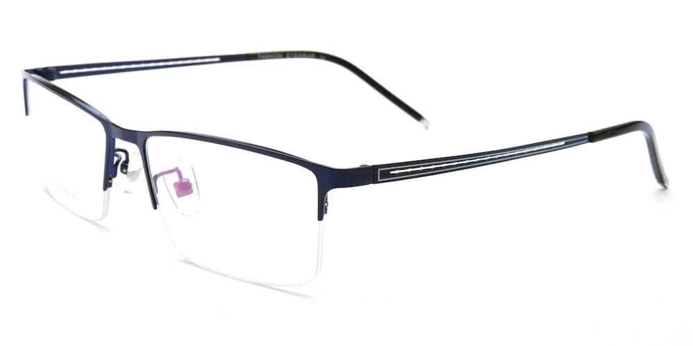 Bradley Blue Rectangle Metal Eyeglasses