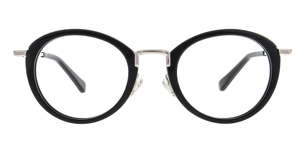 Alturas Black/Silver Oval Acetate Eyeglasses