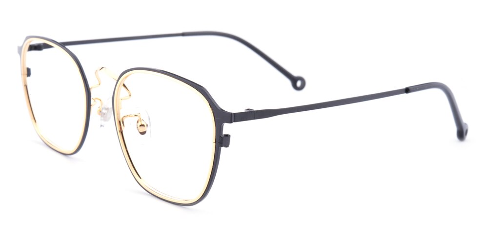 Canton Black/Golden Oval Metal Eyeglasses