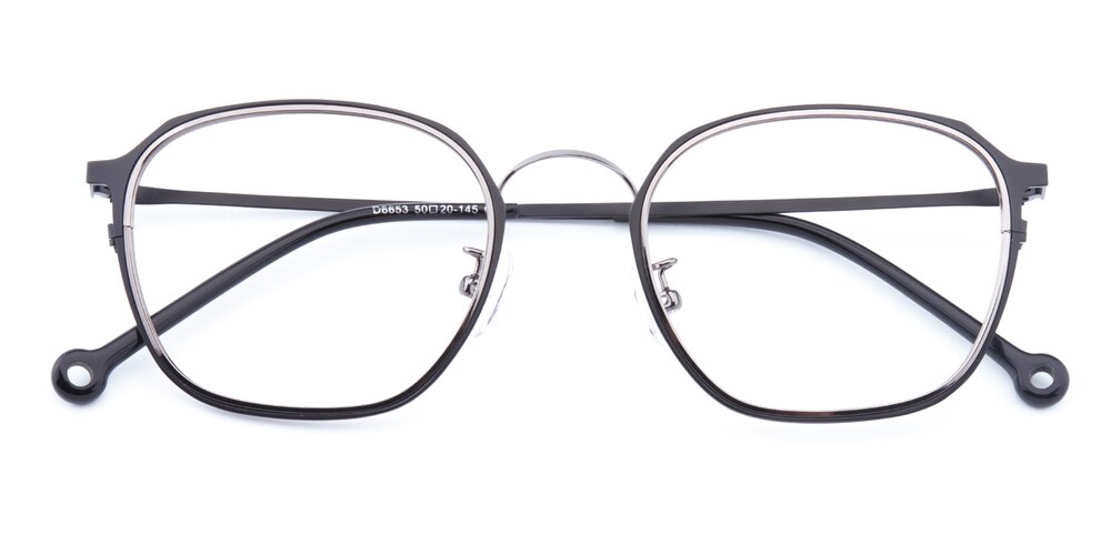Canton Black/Gunmetal Oval Metal Eyeglasses