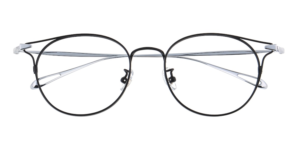 Jessica Black/Silver Round Titanium Eyeglasses