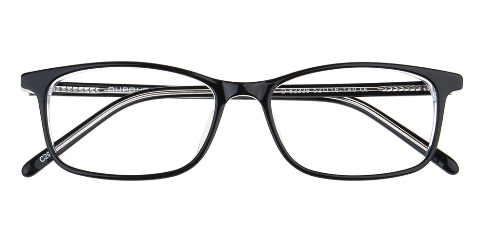 Daniel Black/Crystal Rectangle Acetate Eyeglasses