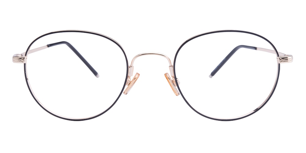 Madison Black/Golden Round Metal Eyeglasses