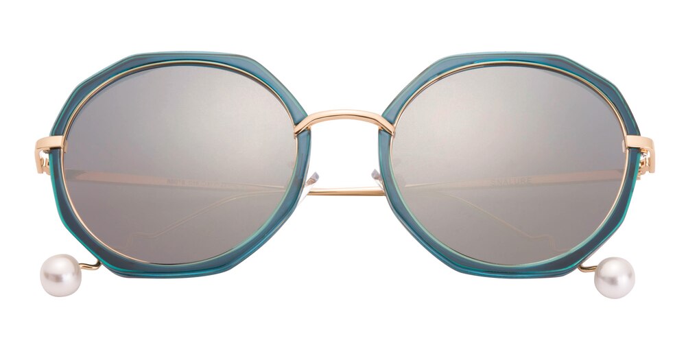 Zora Cyan/Silver mirror-coating Round TR90 Sunglasses