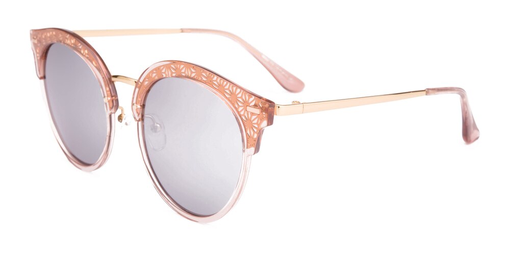 Yetta Champagne/Silver mirror-coating Round TR90 Sunglasses