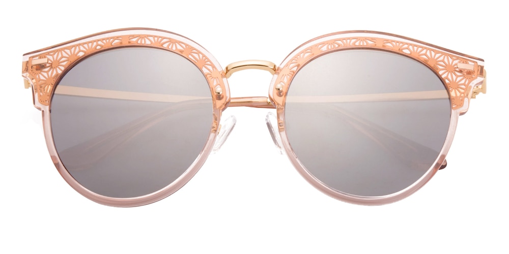 Yetta Champagne/Silver mirror-coating Round TR90 Sunglasses