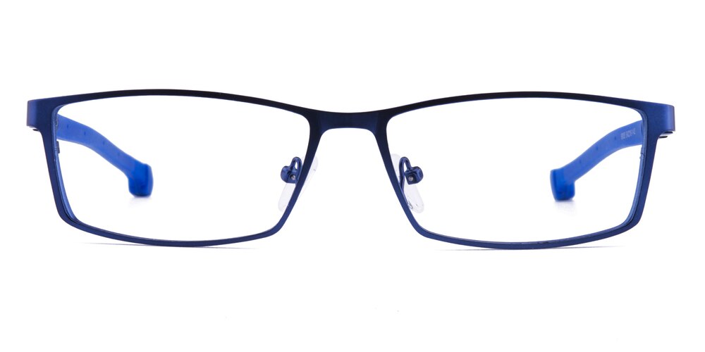 Zachary Blue Rectangle Metal Eyeglasses