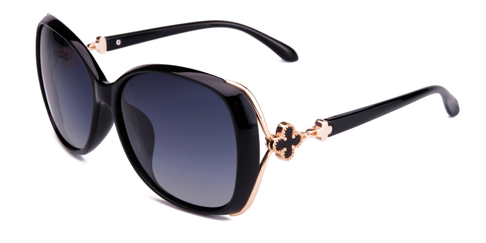 Shirley Black Oval Plastic Sunglasses
