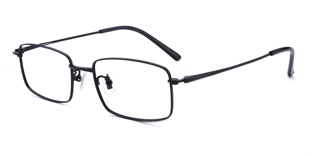 Olaf Black Rectangle Titanium Eyeglasses