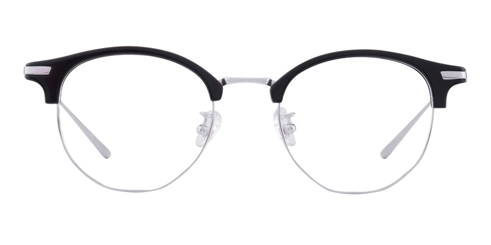 Baron Black/Silver Round Titanium Eyeglasses