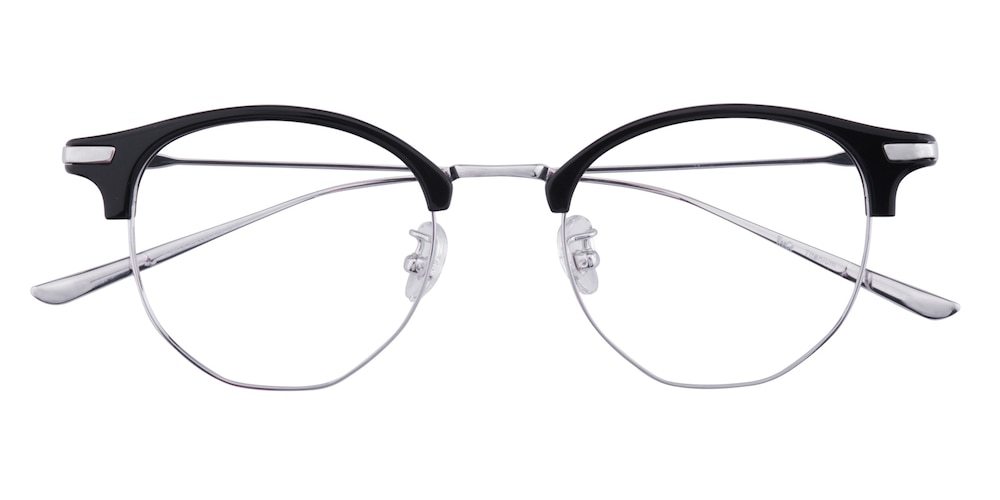 Baron Black/Silver Round Titanium Eyeglasses