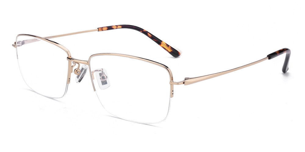 Clarence Golden Rectangle Titanium Eyeglasses