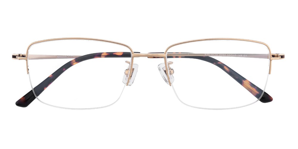 Clarence Golden Rectangle Titanium Eyeglasses