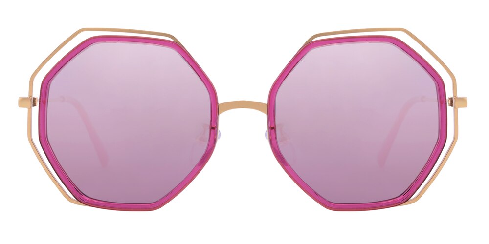 Plano Purple/Pink mirror-coating Polygon TR90 Sunglasses