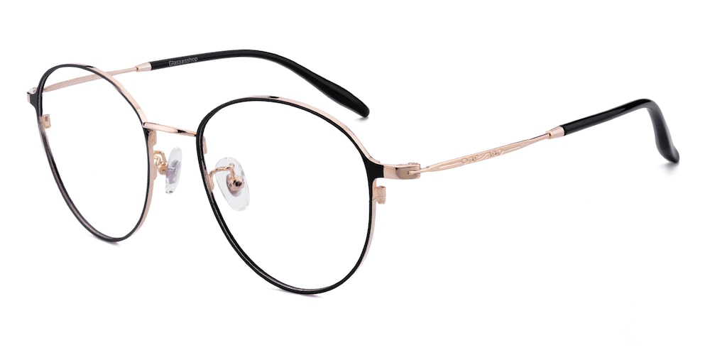 Benedict Black/Golden Oval Metal Eyeglasses