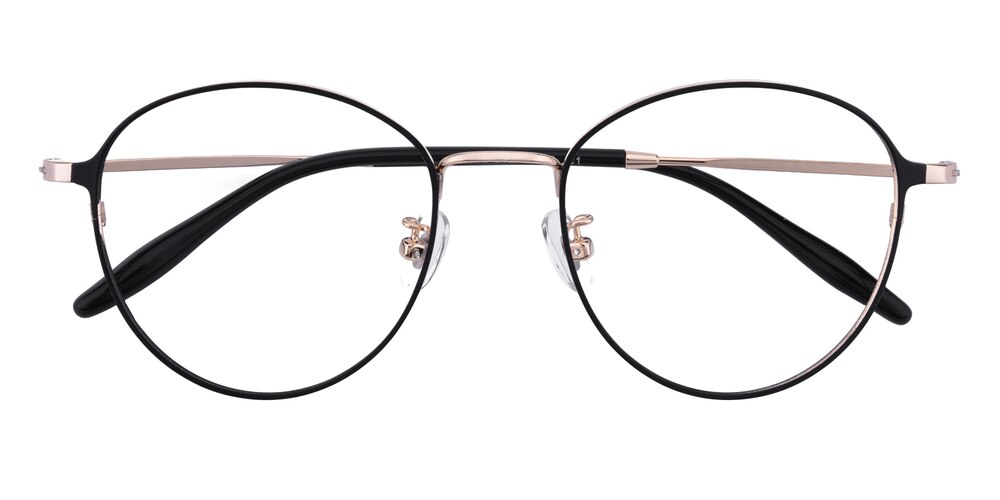 Benedict Black/Golden Oval Metal Eyeglasses