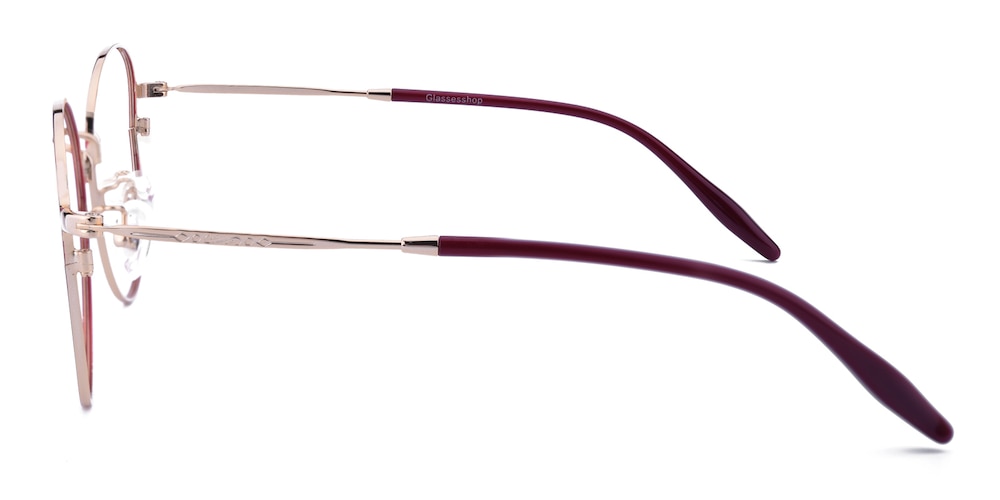 Benedict Red/Golden Oval Metal Eyeglasses