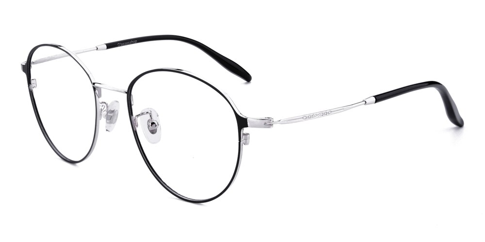Benedict Black/Silver Oval Metal Eyeglasses