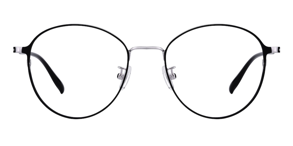 Benedict Black/Silver Oval Metal Eyeglasses