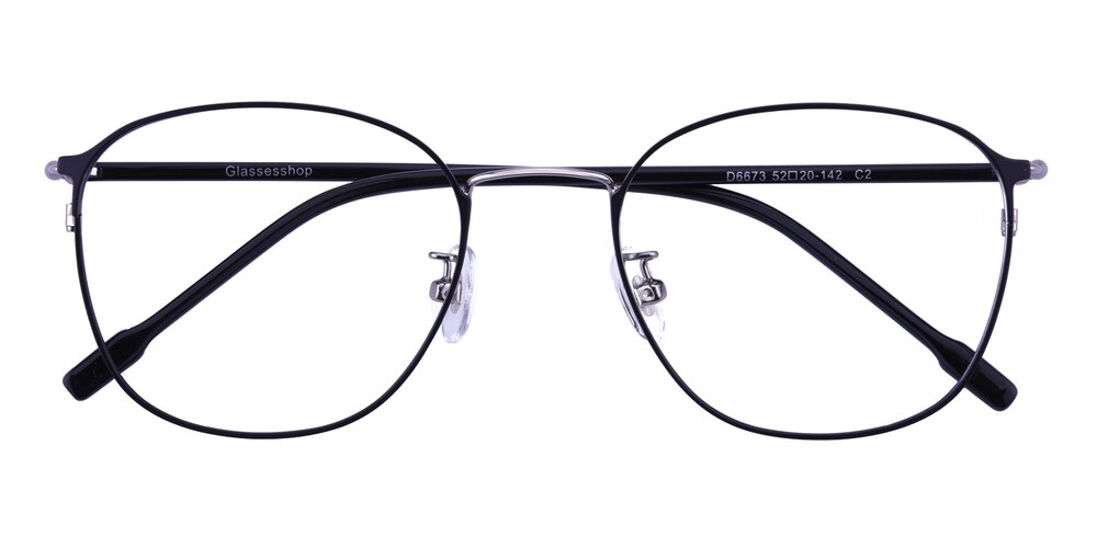Dalma Black/Silver Oval Metal Eyeglasses