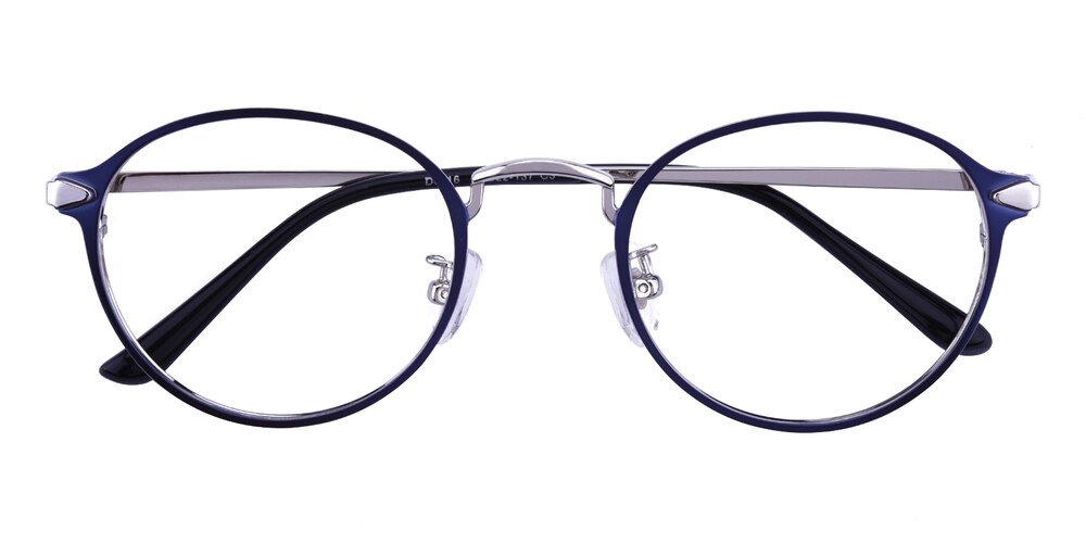Kristol Blue/Silver Round Metal Eyeglasses