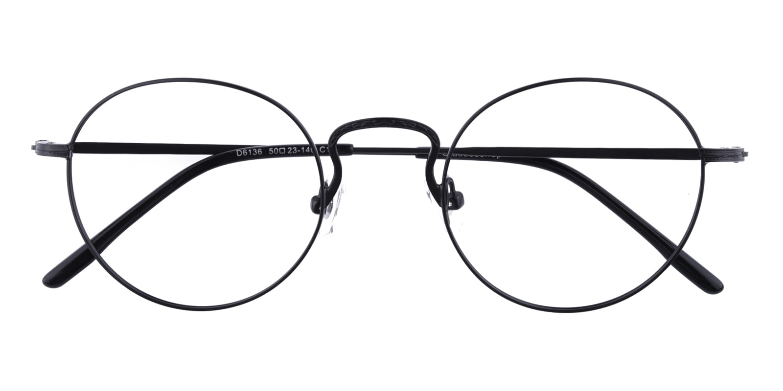 Round Eyeglasses, Full Frame Black Metal - FM1179
