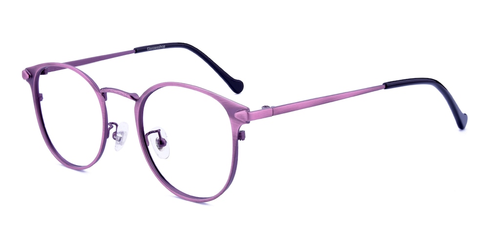 Silber Dark pink Round Metal Eyeglasses