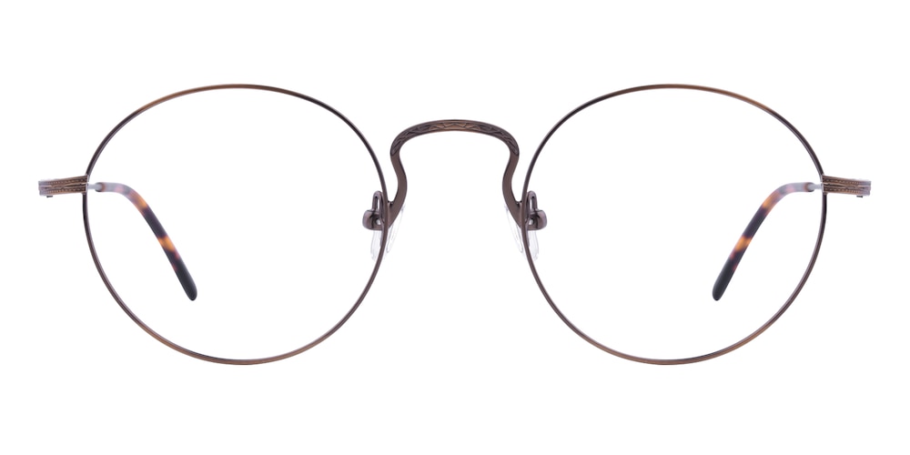 Plato Brown Round Metal Eyeglasses