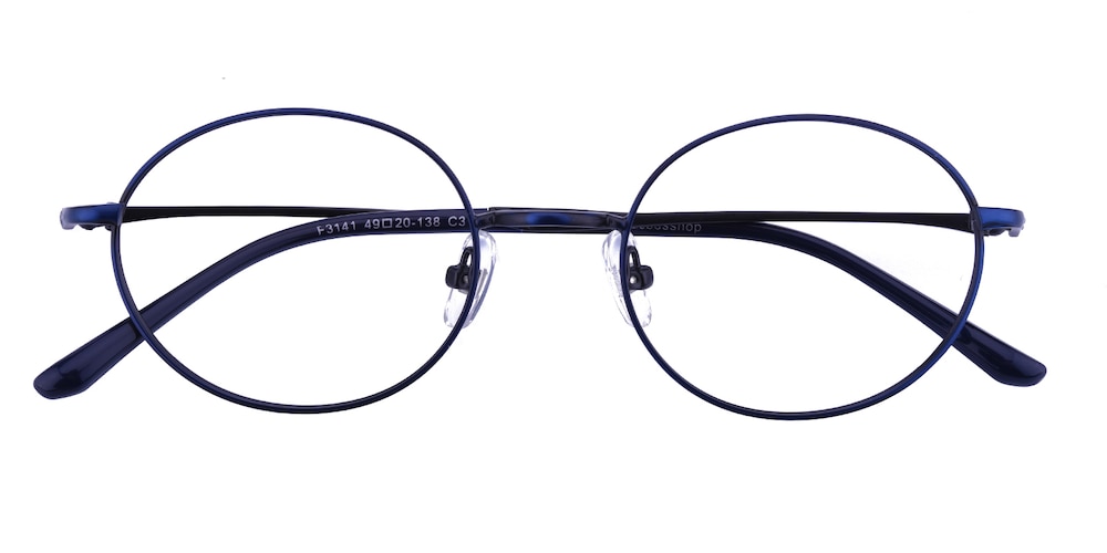 Lopez Blue Oval Metal Eyeglasses