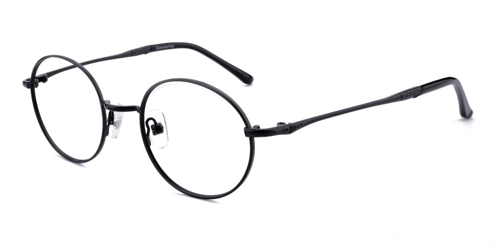 Lopez Black Oval Metal Eyeglasses