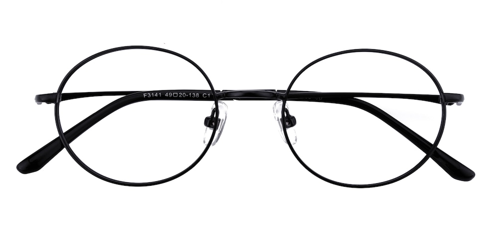 Lopez Black Oval Metal Eyeglasses