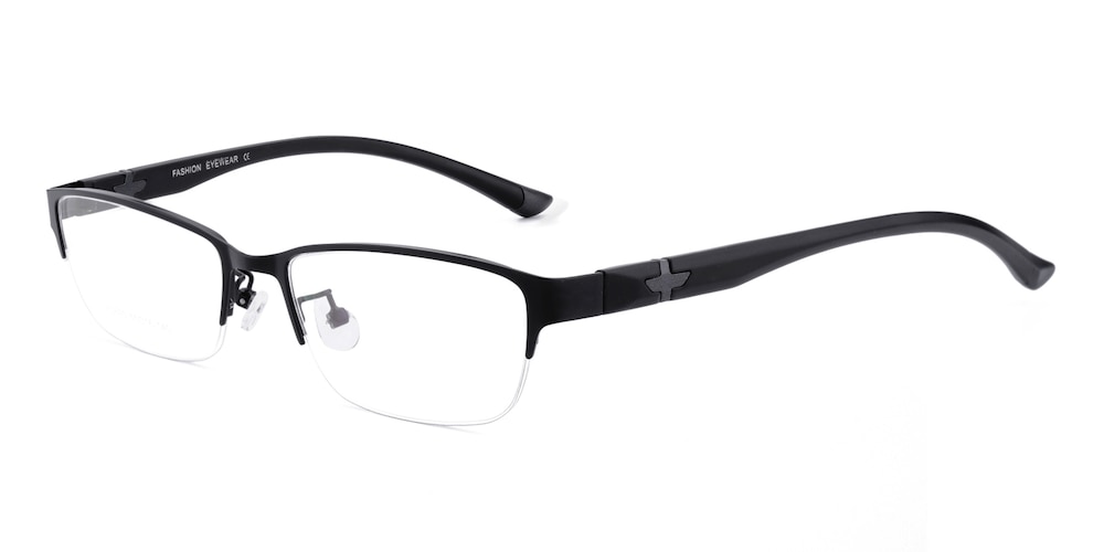 Ash Black Oval Metal Eyeglasses