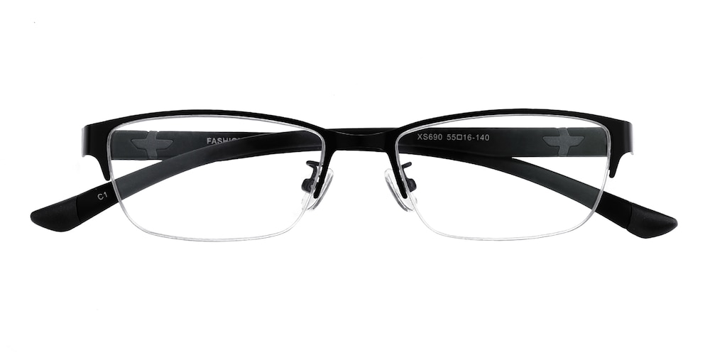 Ash Black Oval Metal Eyeglasses