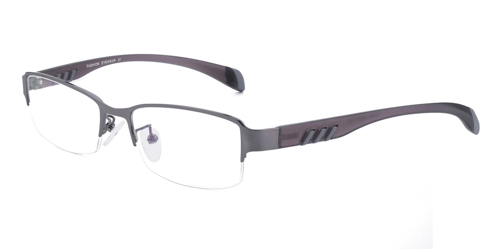 Curry Grey Rectangle Metal Eyeglasses