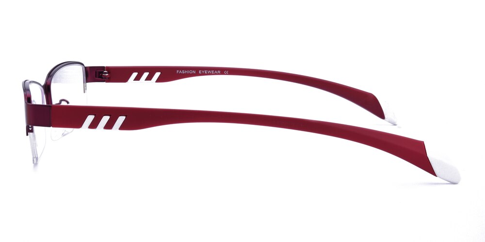 Curry Red Rectangle Metal Eyeglasses