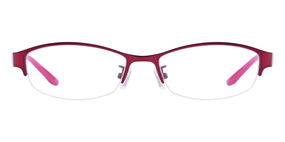 Jamie Red Rectangle Metal Eyeglasses