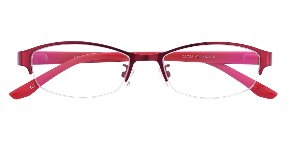 Jamie Red Rectangle Metal Eyeglasses