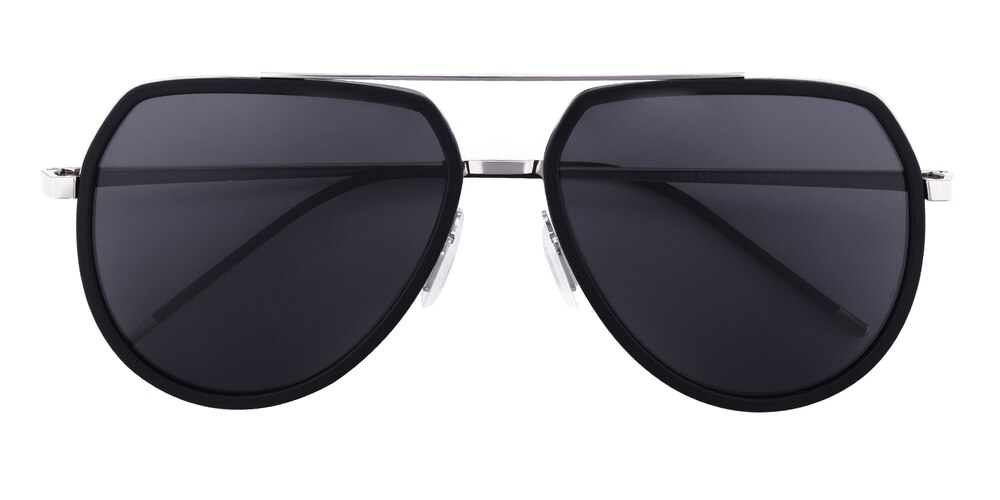 Avery Black/Silver Aviator TR90 Sunglasses
