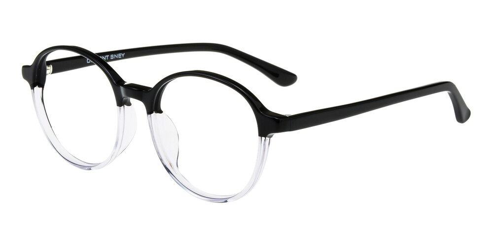Forster Black/Crystal Round Acetate Eyeglasses