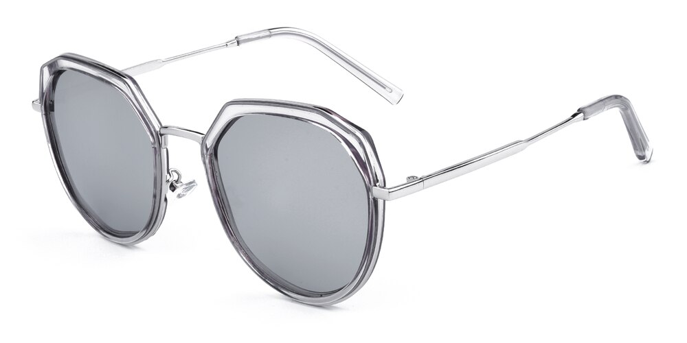 Corpus Gray/Silver mirror-coating Polygon TR90 Sunglasses
