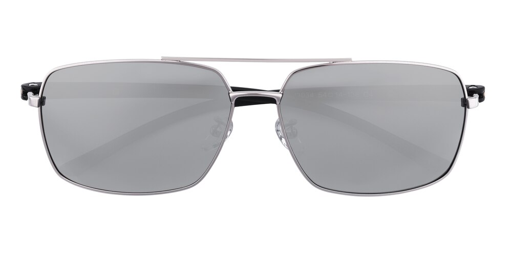 Albert Silver/Silver mirror-coating Rectangle Metal Sunglasses