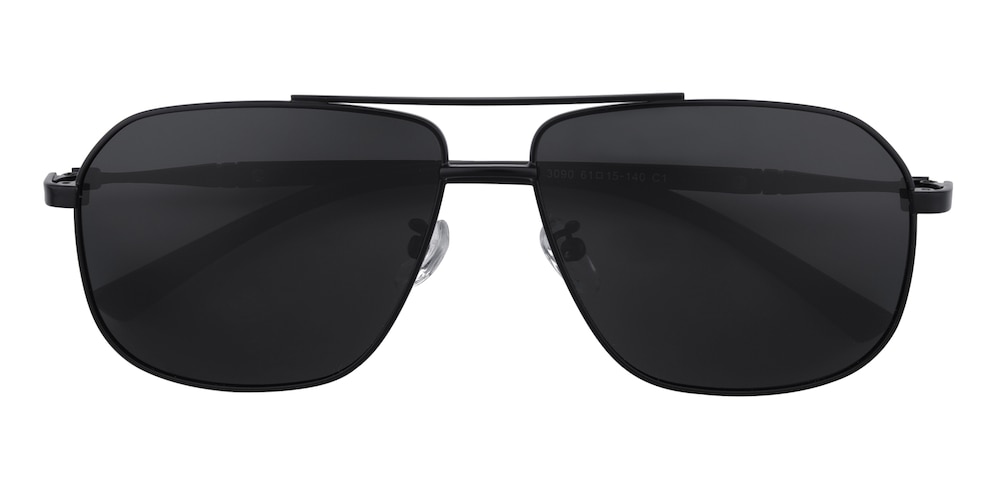 Atwood Black Rectangle Metal Sunglasses