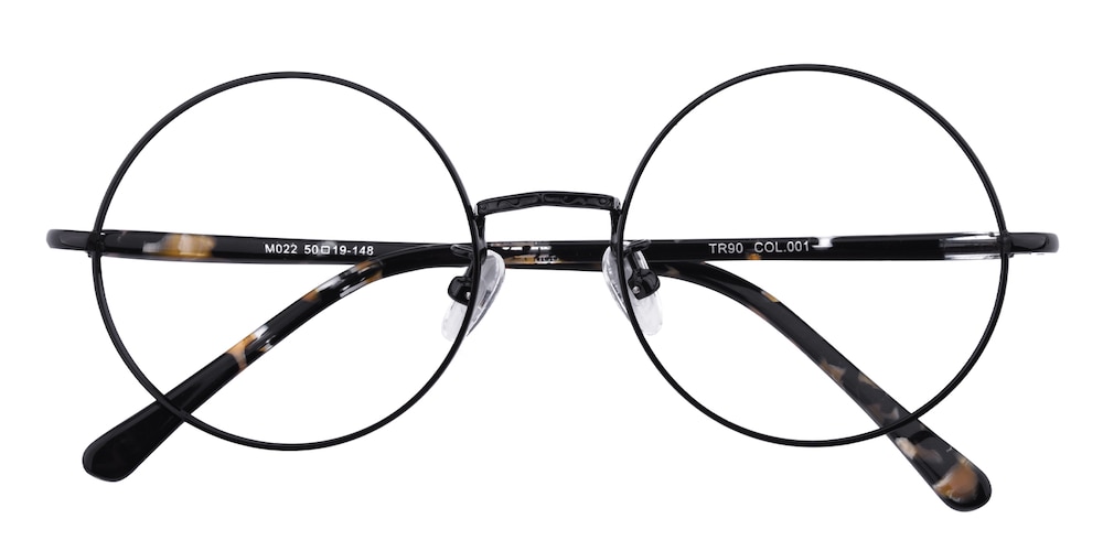 Brunswick Black Round Metal Eyeglasses