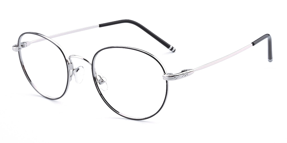 Madison Black/Silver Round Metal Eyeglasses