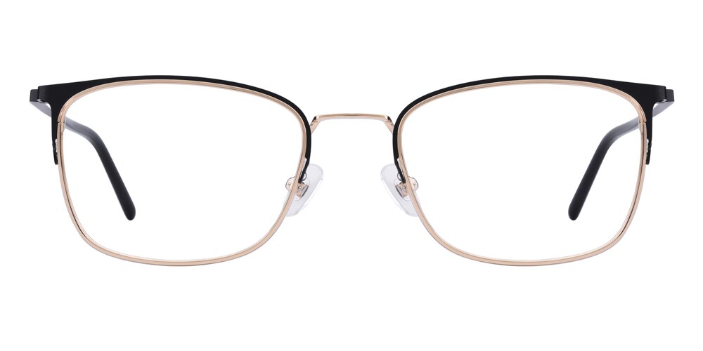 Alger Black/Golden Rectangle Metal Eyeglasses