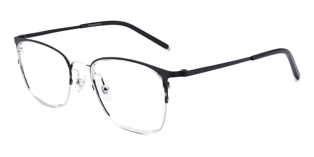 Alger Black/Silver Classic Wayframe Metal Eyeglasses